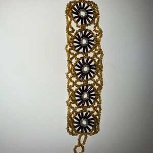 Elegant Beaded Gold and Brown Bracelet